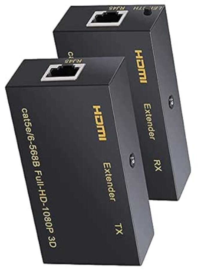 XLT HDMI Extender, DDS-DUDES 196ft/60m HDMI Ethernet Extender to RJ45 1080P HDMI Ethernet Adapter Network Repeaters (Tx + Rx) Over by Cat6 Cat7 Cable for HDTV DVD Player PS3 PS4 Laptop etc